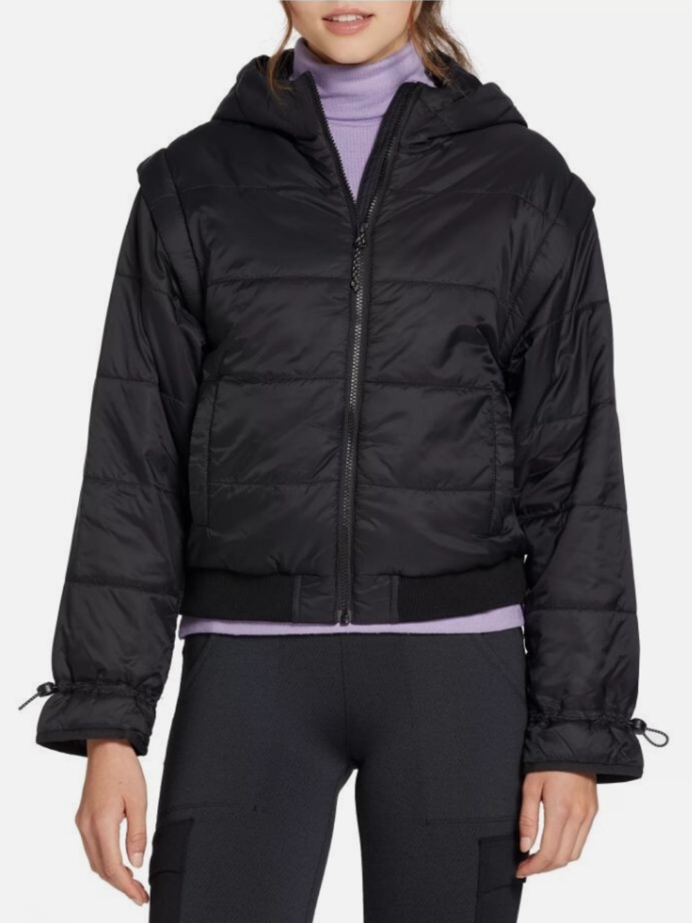Alpine Design EcoTrail Black Hooded Convertible Quilted Puffer Jacket Size L NWT
